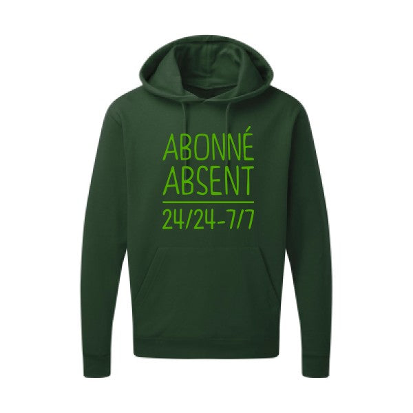 Abonné absent Vert pomme |Sweat capuche imprimé homme