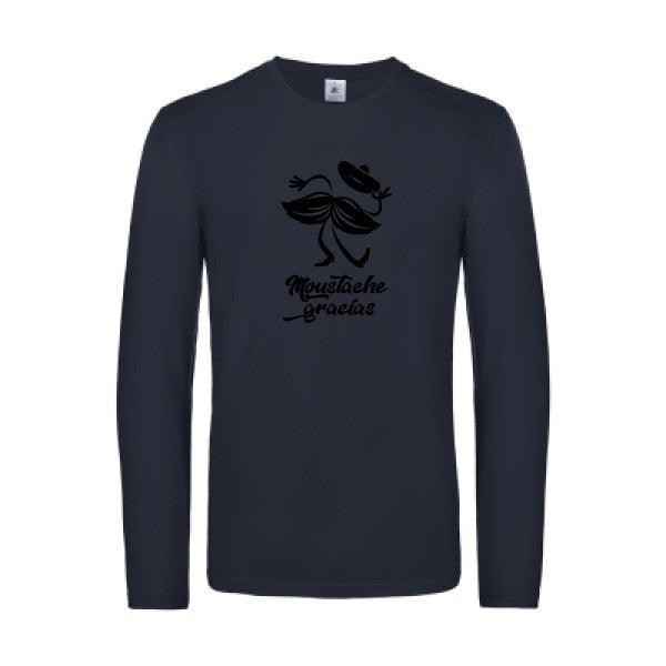 presqu spagnol - t shirt- manches- longues- original- humour- Navy impression Face