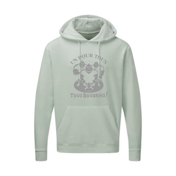 Un pour tous, Tous bourrins ! |Sweat  capuche humoristique Gris 