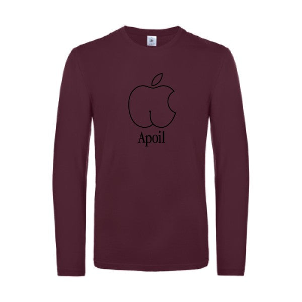 apoil - t shirt- manches- longues- original- humour- Burgundy impression Face