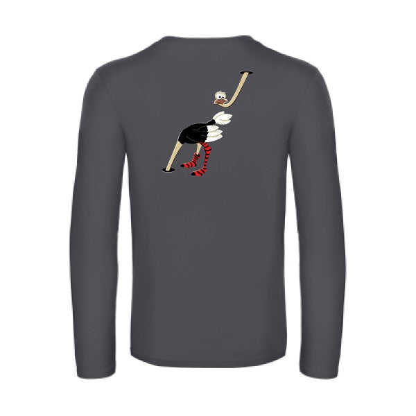 autruche-t-shirt-manches-longues-original-humour -Dark Grey