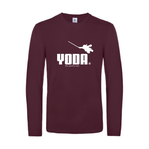 yoda - t shirt- manches- longues- original- humour- Burgundy impression Face