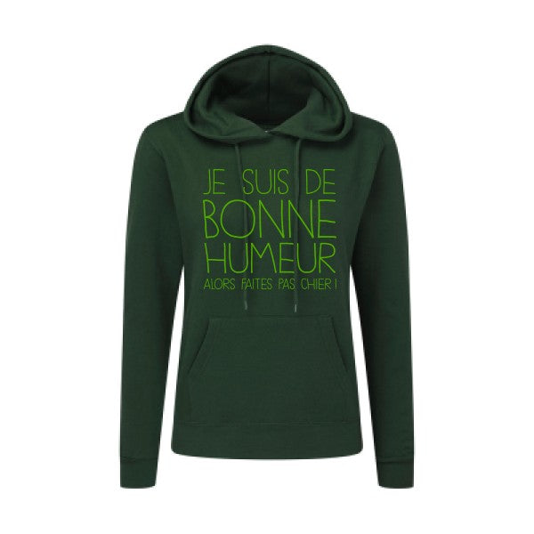 BONNE HUMEUR Vert pomme |Sweat original à capuche Femme