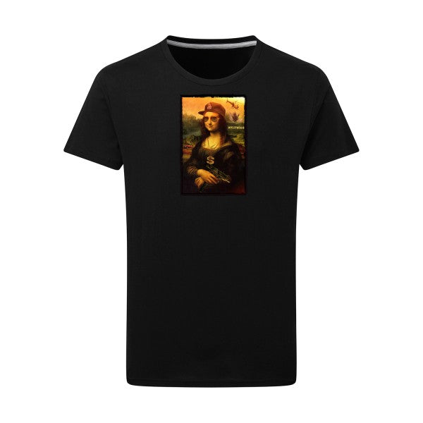 T-shirt homme La Joconde - T-shirt inspiré de la célèbre œuvre d'art Dark Black 2XL