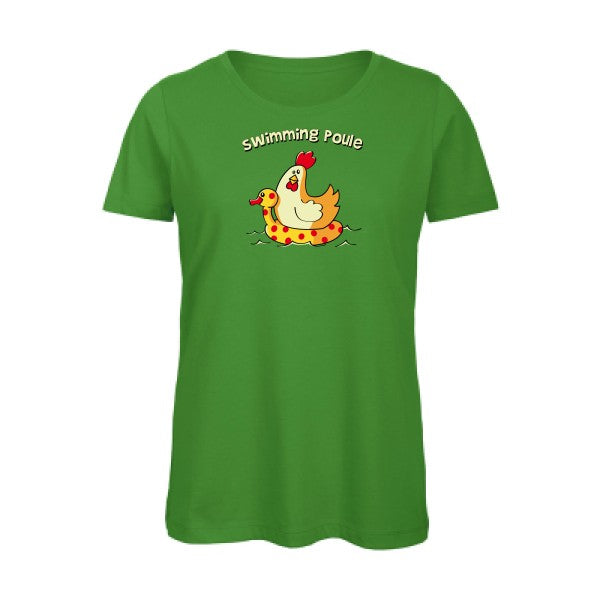 swimming-poule- - t-shirt original femme Real Green