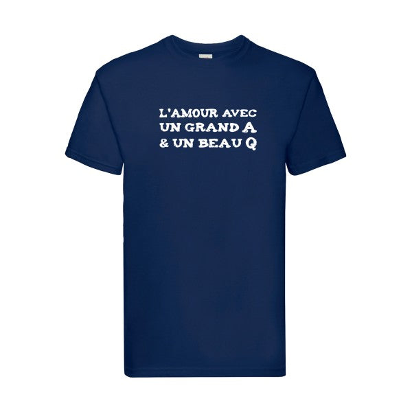 T-shirt|L'Amour avec un grand A et un beau Q ! |flex Blanc| Fruit of the loom 205 g 