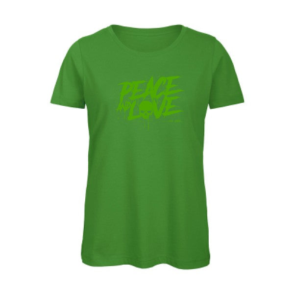 T shirt humour bio femme   femme bio|Peace or no peace Vert pomme 