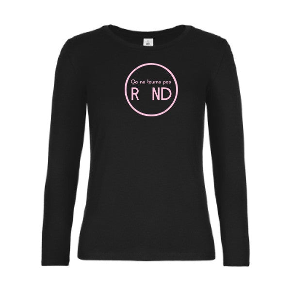 t-shirt lsl femme ca-ne-tourne-pas-rond- Black flex Rose
