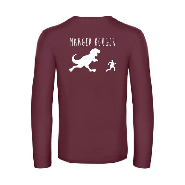 manger bouger - t shirt- manches- longues- original- humour- Burgundy impression Dos