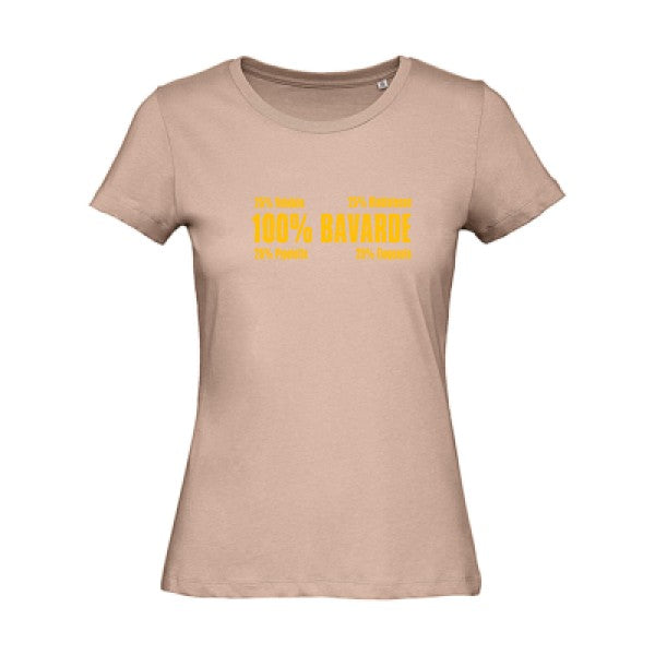 T shirt humour bio femme   femme bio|  Bavarde jaune Or 