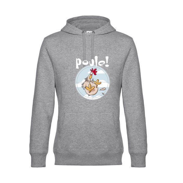 Poule-- Sweat à capuche original Heather Grey - RueDuTeeshirt