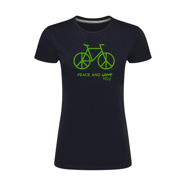 Peace and vélo Vert pomme |T shirt original femme|SG