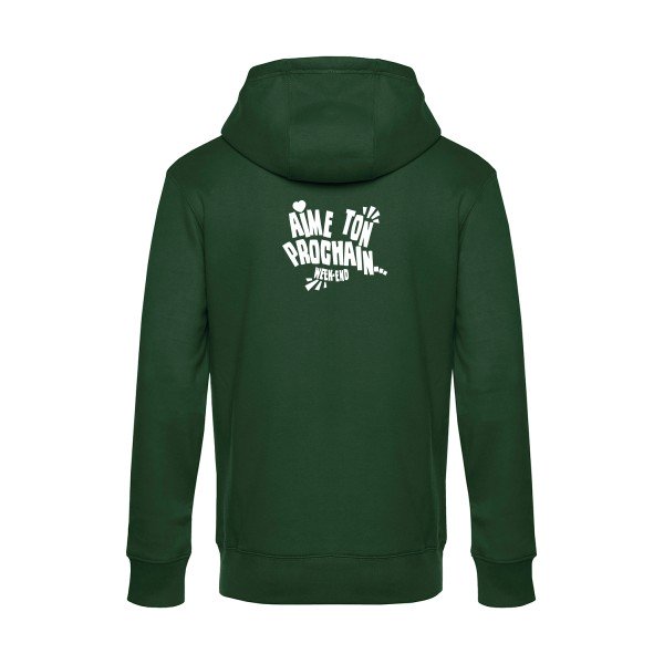Aime-ton-prochain sweat shirt original Bottle Green flex Blanc impression Dos