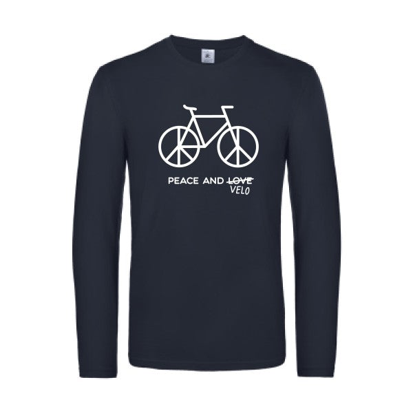 peace and velo - t shirt- manches- longues- original- humour- Navy impression Face