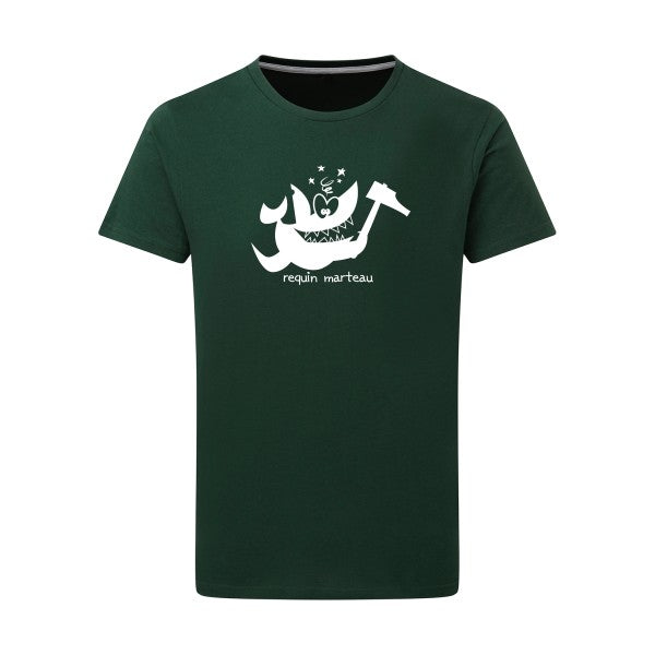 Requin marteau Blanc -Flex Blanc sur T-shirt SG  Bottle Green  2XL