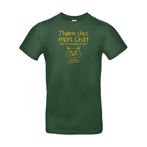 J'habite chez mon chatFlex jaune or - E190 T-shirt|Bottle Green||2XL