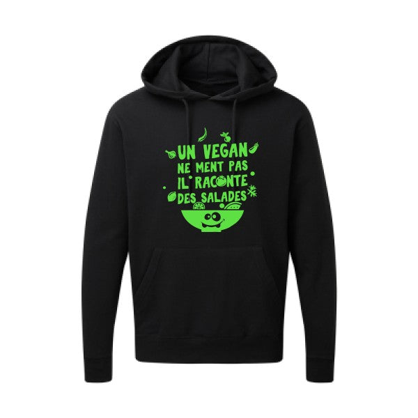 Un vegan ne ment pas Vert fluo |Sweat capuche imprimé homme