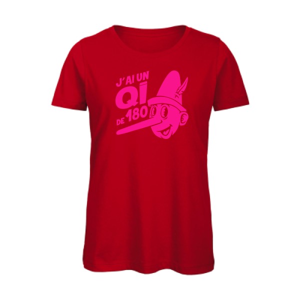 T shirt humour bio femme   femme bio|Quotient intellectuel Rose Fluo 