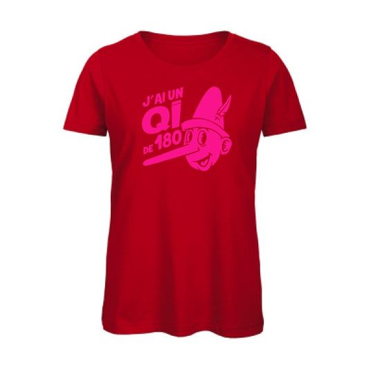 T shirt humour bio femme   femme bio|Quotient intellectuel Rose Fluo 