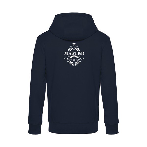 Master-en-glande-appliquee sweat shirt original Navy Blue flex Blanc impression Dos