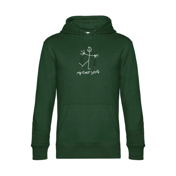 First-Selfie sweat shirt original Bottle Green flex Blanc impression Face
