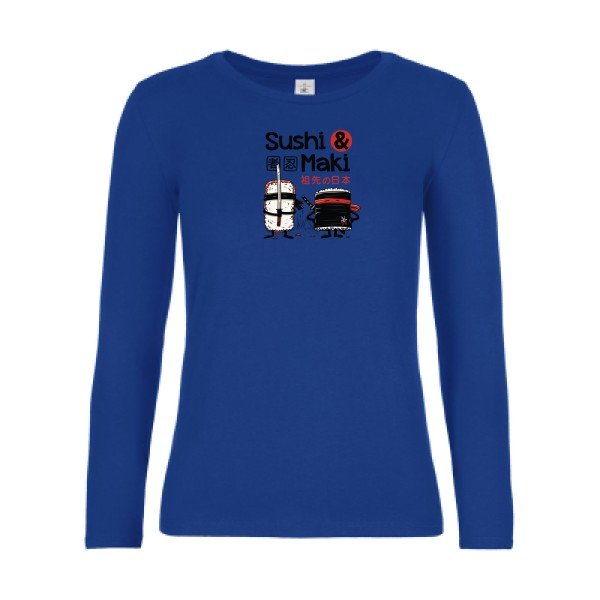t-shirt lsl femme Sushi-et-Maki-  Royal Blue flex 