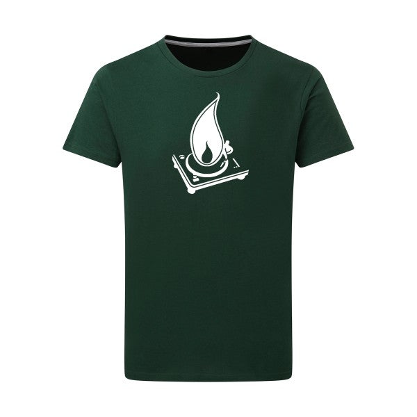 Fumeur de platines -Flex Blanc sur T-shirt SG  Bottle Green  2XL