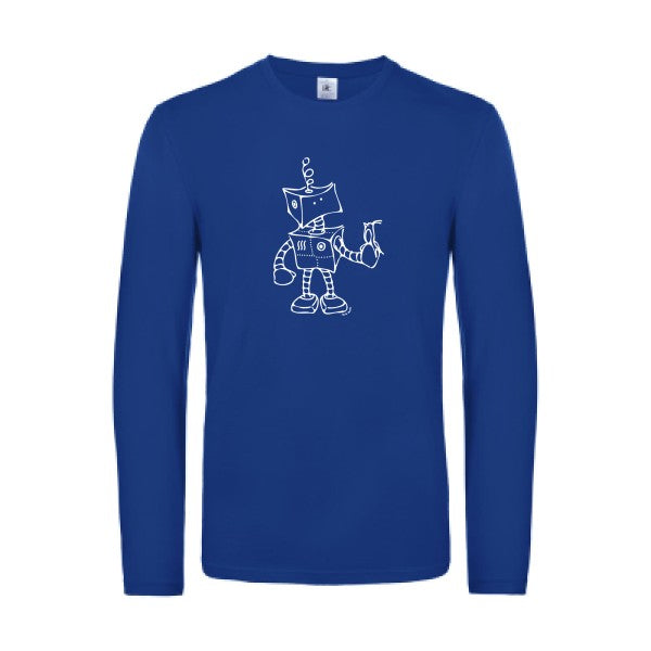 robot & bird - t shirt- manches- longues- original- humour- Royal Blue impression Face