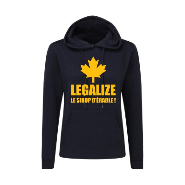 Legalize le sirop d'érable jaune Or |Sweat original à capuche Femme