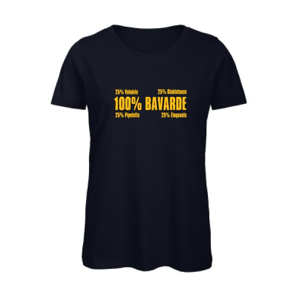 T shirt humour bio femme   femme bio|  Bavarde jaune Or 