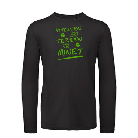 Attention Terrain Minet Vert pomme |T-shirt bio manches longues