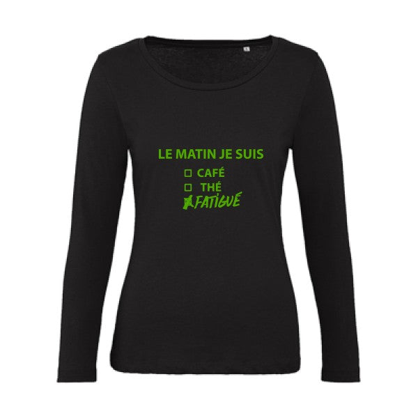 Le matin je suis... Vert pomme |   T shirt manches longues femme|100% bio