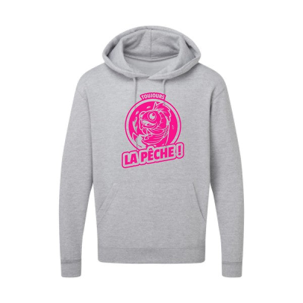 Toujours la pêche ! |Sweat  capuche humoristique Rose fluo 