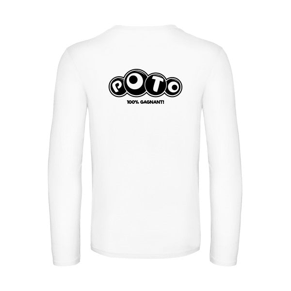 poto - t shirt- manches- longues- original- humour- White impression Dos