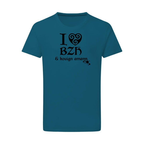 Love BZH & kouign noir -Flex noir sur T-shirt SG  Petrol  2XL