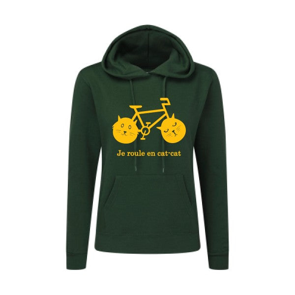 cat-cat bike jaune Or |Sweat original à capuche Femme