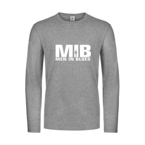 men in blues - t shirt- manches- longues- original- humour- Sport Grey impression Face