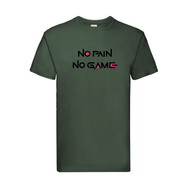 NO PAIN NO GAME  Fruit of the loom 205 g/m² T-shirt/ bottle green