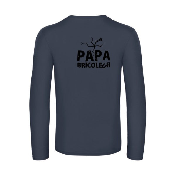 papa bricoleur - t shirt- manches- longues- original- humour- Navy impression Dos