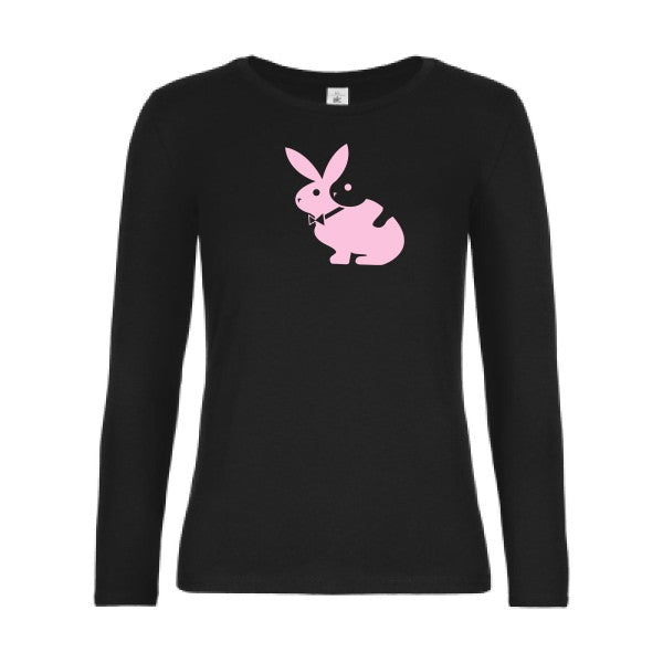 t-shirt lsl femme hot- Black flex Rose