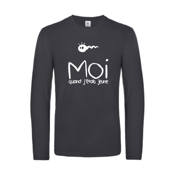 moi quand j etais jeune - t shirt- manches- longues- original- humour- Dark Grey impression Face