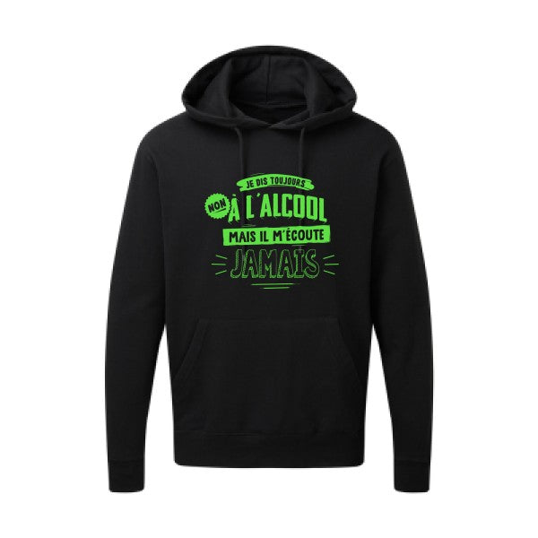 Non à l'alcool  |Sweat  capuche humoristique Vert fluo 