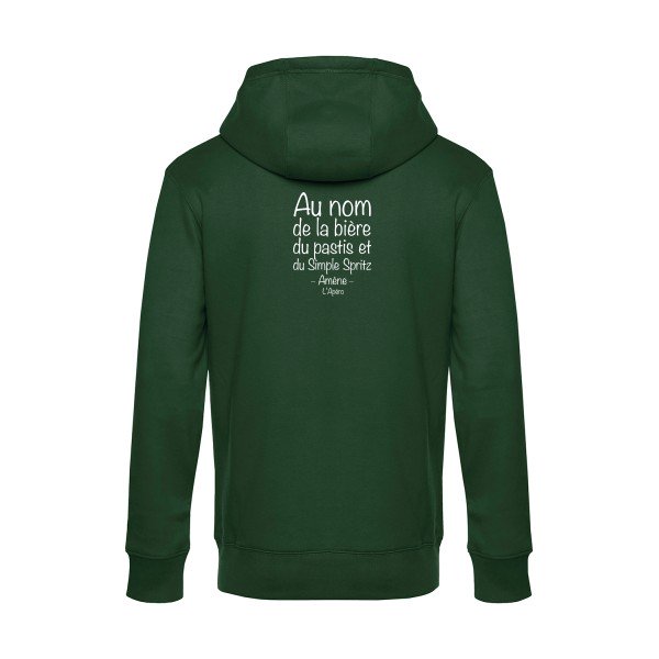 priere-de-l-apero sweat shirt original Bottle Green flex Blanc impression Dos