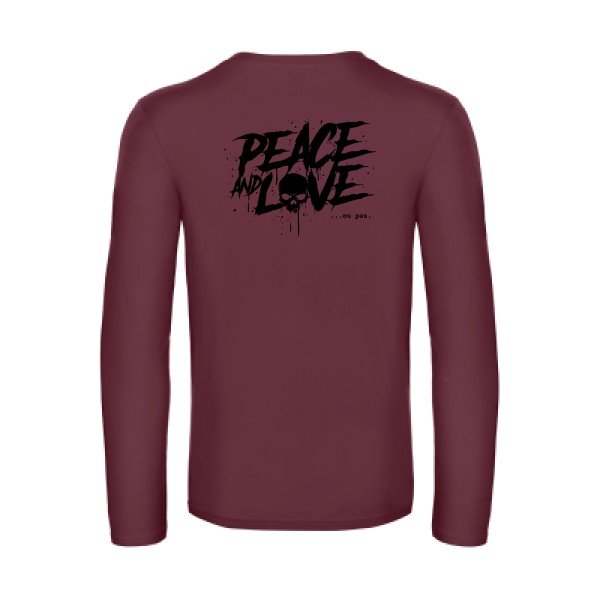 peace or no peace - t shirt- manches- longues- original- humour- Burgundy impression Dos