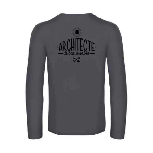 architecte de bac a sable - t shirt- manches- longues- original- humour- Dark Grey impression Dos