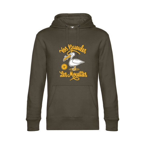 Vos-gueules-les-mouettes- Sweat à capuche original Khaki - RueDuTeeshirt