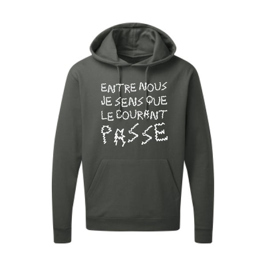 Entre nous, je sens que le courant passe ! |Sweat  capuche humoristique Blanc 