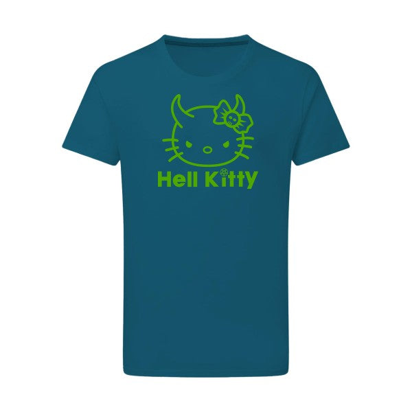 Hell Kitty vert pomme -Flex vert pomme sur T-shirt SG  Petrol  2XL