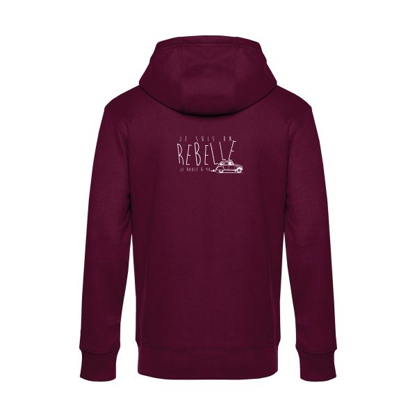 je-suis-un-rebelle sweat shirt original Burgundy flex Blanc impression Dos