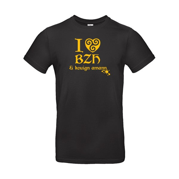 Love BZH & kouignFlex jaune or- T-shirt E190|Black||5XL